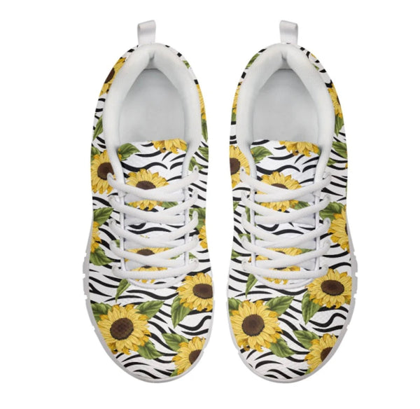 Zebra Sunflowers CLASSIC WALKING SHOES **REQUEST A PREORDER INVOICE**