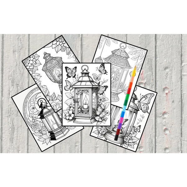 Mystical Monkey Toes - Beautiful Lantern Coloring Sheets With Stackable Crayon