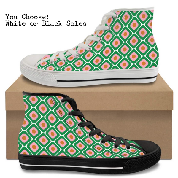 Green Mod Light Kitty Kicks™️ CANVAS HIGH TOP SHOES **REQUEST A PREORDER INVOICE** ($5 deposit will be applied to your full invoice)