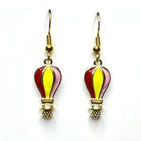 Amy Foxy Style Handmade Earrings - Hot Air Balloon Charms with Golden Hooks: Red, Yellow, Pink