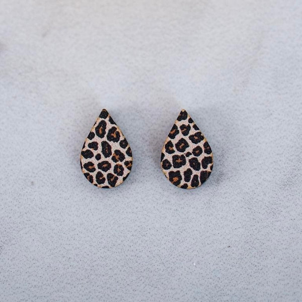 Stellar Gifts Leopard Teardrop Stud Earrings