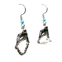 Amy Foxy Style Handmade Earrings - Movable Hinged Shark Jaw Silver Charms