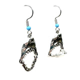 Amy Foxy Style Handmade Earrings - Movable Hinged Shark Jaw Silver Charms