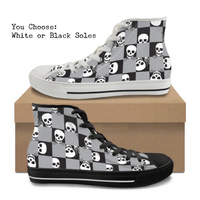 Happy Skeletons CANVAS HIGH TOP SHOES **REQUEST A PREORDER INVOICE**