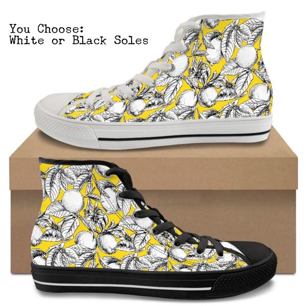 Lemons Kitty Kicks™️ CANVAS HIGH TOP SHOES **REQUEST A PREORDER INVOICE** ($5 deposit will be applied to your full invoice)