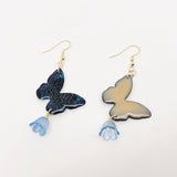 Mio Queena - Resin Butterfly Flower Charm Dangle Earrings: Galaxy Blue