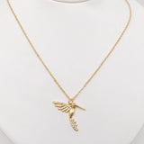 Mio Queena - Cubic Zirconia Gold-Plated Hummingbird Necklace