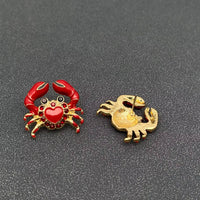 Mio Queena - Red Heart Enamel Crab Stud Earrings