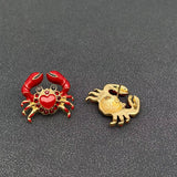 Mio Queena - Red Heart Enamel Crab Stud Earrings