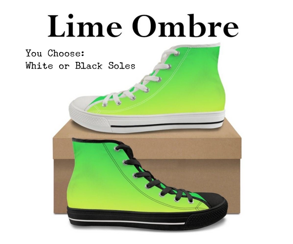Ombre Lime Kitty Kicks™️ CANVAS HIGH TOP SHOES **REQUEST A PREORDER INVOICE** ($5 deposit will be applied to your full invoice)