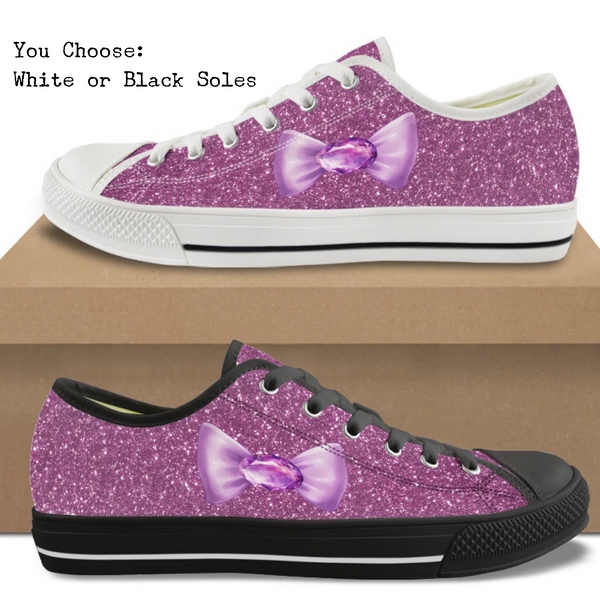 Orchid Sparkle Bows Kitty Kicks™️ CANVAS LOW TOP SHOES **REQUEST A PREORDER INVOICE** ($5 deposit will be applied to your full invoice)