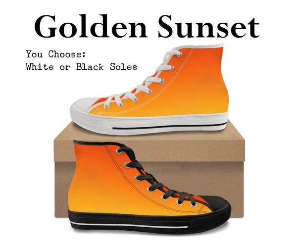 Ombre Golden Sunset Kitty Kicks™️ CANVAS HIGH TOP SHOES **REQUEST A PREORDER INVOICE** ($5 deposit will be applied to your full invoice)