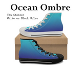 Ombre Ocean Kitty Kicks™️ CANVAS HIGH TOP SHOES **REQUEST A PREORDER INVOICE** ($5 deposit will be applied to your full invoice)