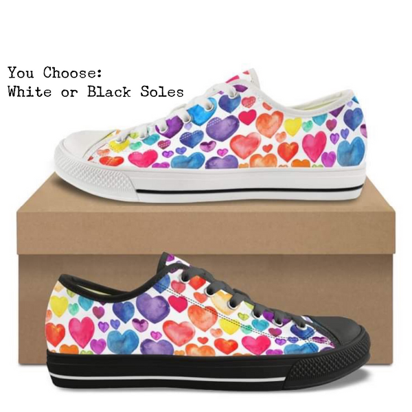 Pride Hearts Kitty Kicks™️ CANVAS LOW TOP SHOES **REQUEST A PREORDER INVOICE** ($5 deposit will be applied to your full invoice)