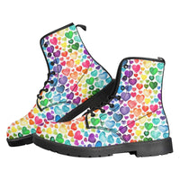Rainbow Hearts Kitty Kicks™️ COMBAT BOOTS **REQUEST A PREORDER INVOICE** ($5 deposit will be applied to your full invoice)