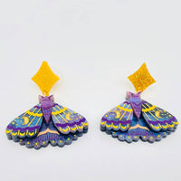 Mio Queena - Mysterious Starry Purple Moth Acrylic Post Earrings