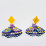 Mio Queena - Mysterious Starry Purple Moth Acrylic Post Earrings