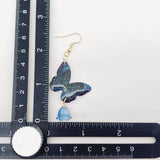 Mio Queena - Resin Butterfly Flower Charm Dangle Earrings: Galaxy Blue