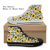Zebra Sunflowers CANVAS HIGH TOP SHOES **REQUEST A PREORDER INVOICE**