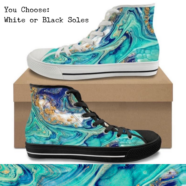 Ocean Marble Kitty Kicks™️ CANVAS HIGH TOP SHOES **REQUEST A PREORDER INVOICE** ($5 deposit will be applied to your full invoice)