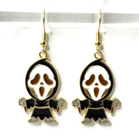 Amy Foxy Style Handmade Earrings - Horror Character Charms with Golden Hooks: Ghost Slasher