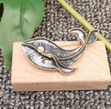 Mio Queena - Enamel Whale Brooch: Dark Gray