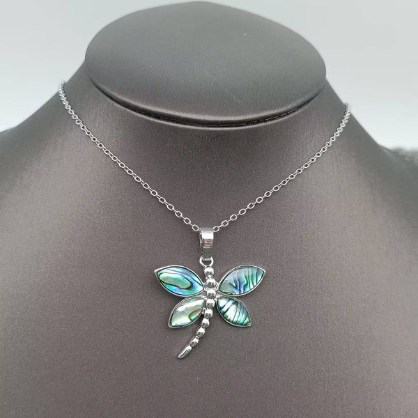 Mio Queena - Natural Abalone Shell Dragonfly Pendant Necklace