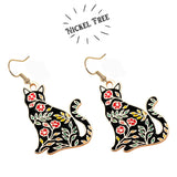 Songbird Artistry - Floral Cat Earrings