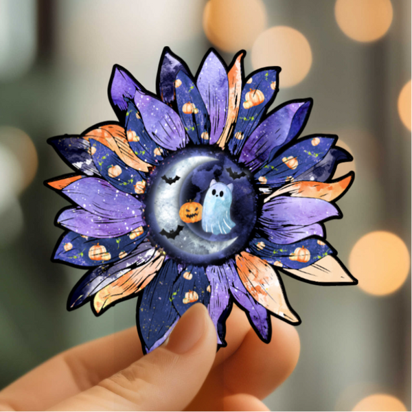 Mystical Monkey Toes - Halloween Sunflower Vinyl Sticker