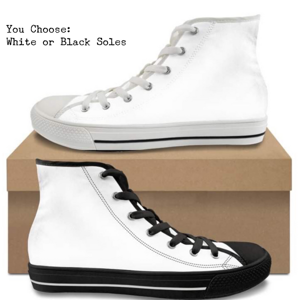 Solid White Kitty Kicks™️ CANVAS HIGH TOP SHOES **REQUEST A PREORDER INVOICE** ($5 deposit will be applied to your full invoice)