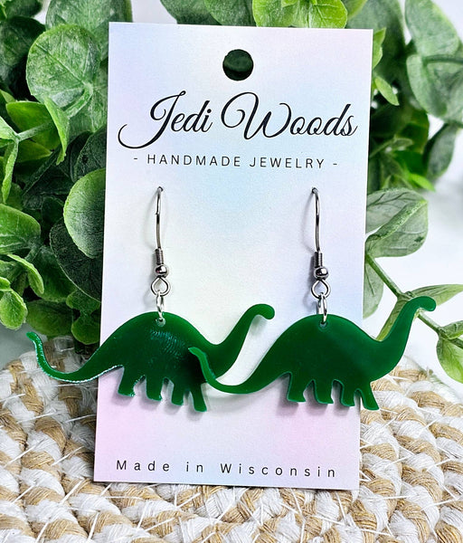 Jedi Woods - Green Dinosaur Earrings