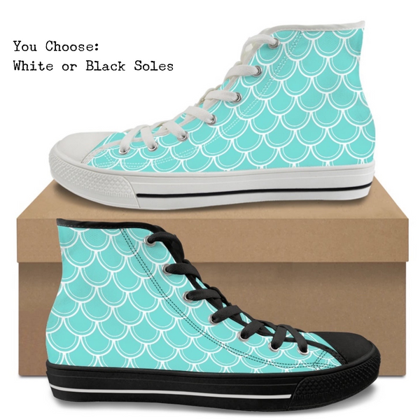 Sea Scales Kitty Kicks™️ CANVAS HIGH TOP SHOES **REQUEST A PREORDER INVOICE** ($5 deposit will be applied to your full invoice)