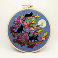 Jessica Long Embroidery - Cats & Full Moon Embroidery Kit: Black Cats
