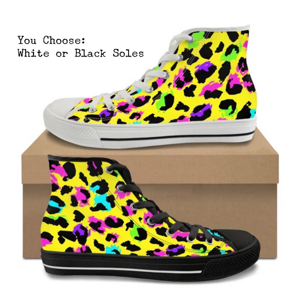 Yellow Cheetah Kitty Kicks™️ CANVAS HIGH TOP SHOES **REQUEST A PREORDER INVOICE** ($5 deposit will be applied to your full invoice)
