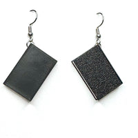 Amy Foxy Style Handmade Earrings - 3D Book Charms: Black