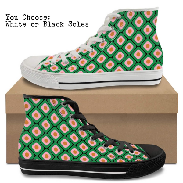 Green Mod Dark Kitty Kicks™️ CANVAS HIGH TOP SHOES **REQUEST A PREORDER INVOICE** ($5 deposit will be applied to your full invoice)
