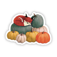 Big Moods - Fox Sleeping On Pumpkins Fall Sticker