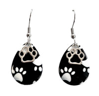 Eye Catching Jewelry - Black and White Paw Print Earrings