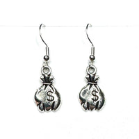 Amy Foxy Style Handmade Earrings - Money Charms: Flat Angled Money Bags