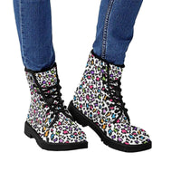 Rainbow Leopard Kitty Kicks™️ COMBAT BOOTS **REQUEST A PREORDER INVOICE** ($5 deposit will be applied to your full invoice)