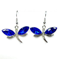 Amy Foxy Style Handmade Earrings - Sparkly Dragonfly Charms: Blue