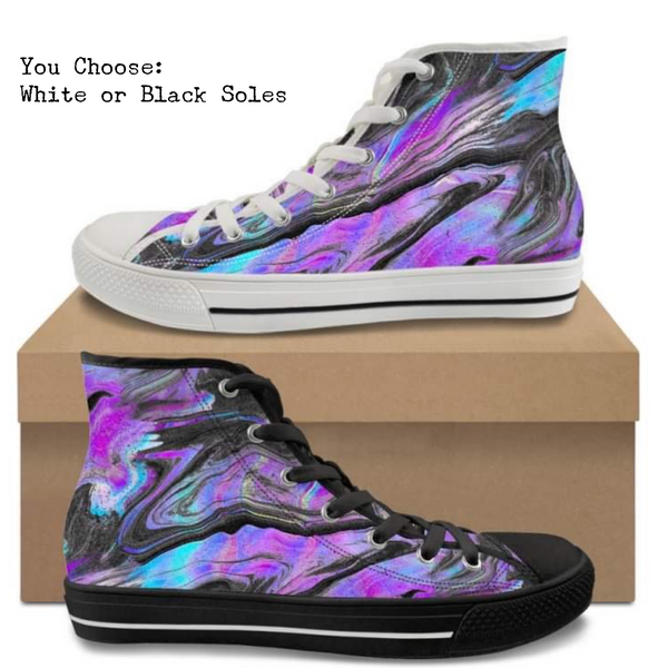 Purple Marble Kitty Kicks™️ CANVAS HIGH TOP SHOES **REQUEST A PREORDER INVOICE** ($5 deposit will be applied to your full invoice)