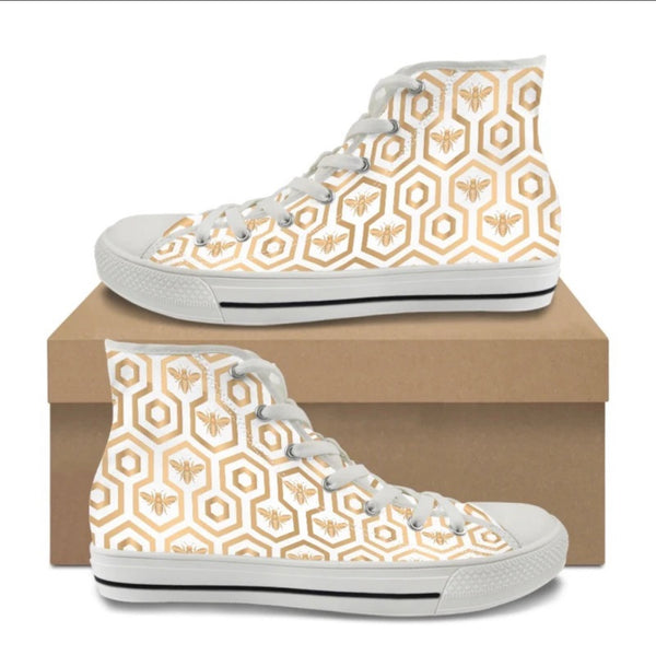 Gold Bees CANVAS HIGH TOP SHOES **REQUEST A PREORDER INVOICE**