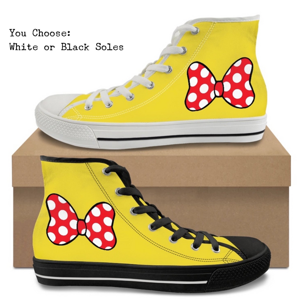Polka Dot Bows Kitty Kicks™️ CANVAS HIGH TOP SHOES **REQUEST A PREORDER INVOICE** ($5 deposit will be applied to your full invoice)