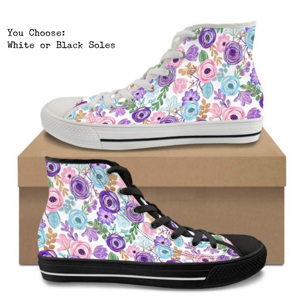Watercolor Roses Kitty Kicks™️ CANVAS HIGH TOP SHOES **REQUEST A PREORDER INVOICE** ($5 deposit will be applied to your full invoice)