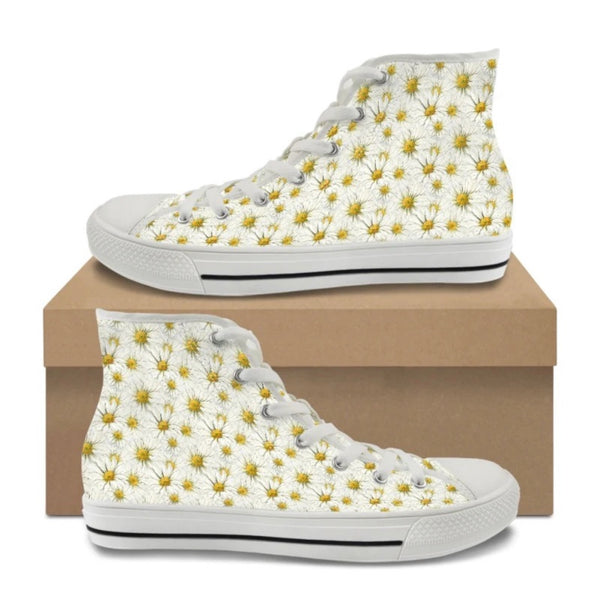 Nothing But Daisies Kitty Kicks™️ CANVAS HIGH TOP SHOES **REQUEST A PREORDER INVOICE** ($5 deposit will be applied to your full invoice)