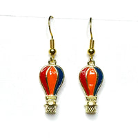 Amy Foxy Style Handmade Earrings - Hot Air Balloon Charms with Golden Hooks: Red, Orange, Dark Blue