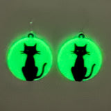 Amy Foxy Style Handmade Earrings - Glow-in-the-Dark Black Cat Acrylic Charmss