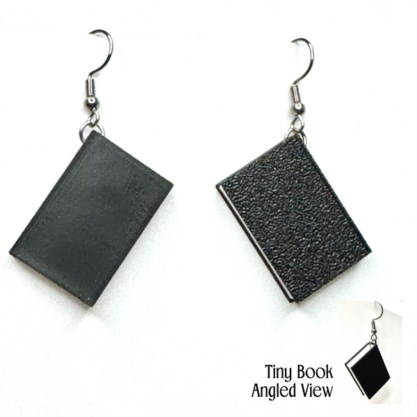 Amy Foxy Style Handmade Earrings - 3D Book Charms: Black