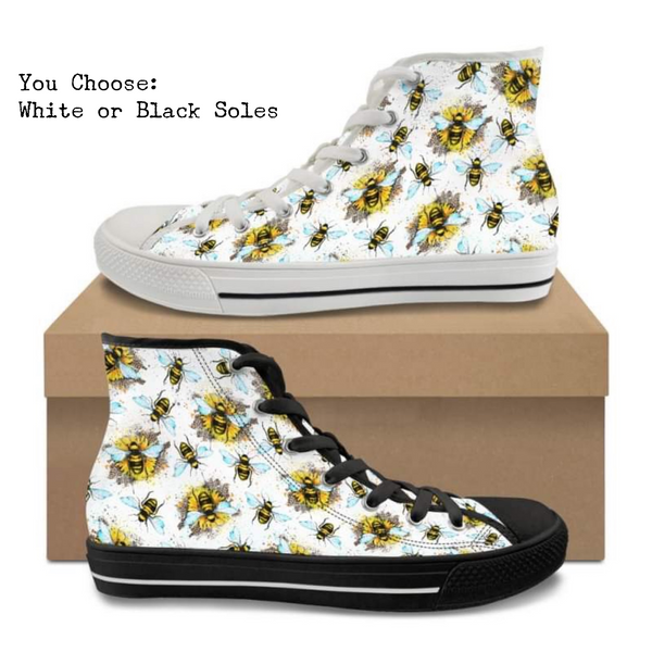 Happy Bees CANVAS HIGH TOP SHOES **REQUEST A PREORDER INVOICE**